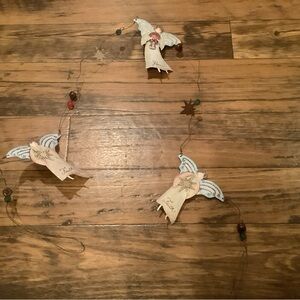 Metal Angel Christmas Wall Doorway Hanging Peace Faith Bells Glitter Beads Stars